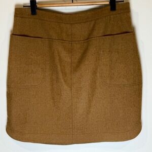 Vineyard Vines Women Brown Wool Blend Mini Skirt Size 8 Pockets Lined